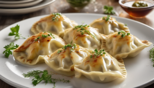 podsmażone pierogi na talerzu